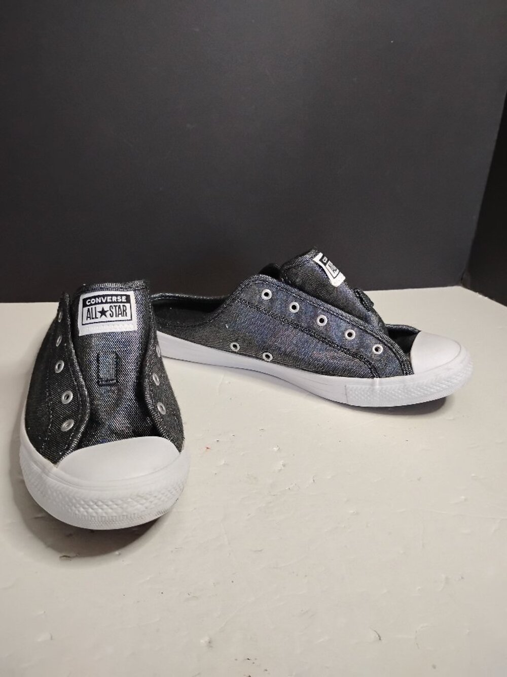 Converse Chuck Taylor All Star Dainty Mule Metal Black Pedal Casual Canvas Sz 9